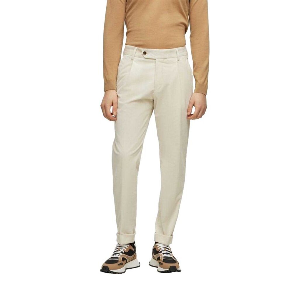 Boss Mens Perin Pleated Roll Up Pants / White